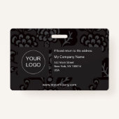 Grau und Schwarz Vibranu und feines Blumenmuster Ausweis (Rückseite)