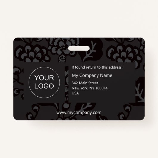 Grau und Schwarz Vibranu und feines Blumenmuster Ausweis (Rückseite)