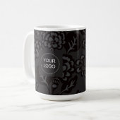 Grau und Schwarz Vibranu und feines Blumenmuster Kaffeetasse (Vorderseite Links)
