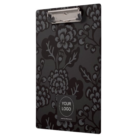 Grau und Schwarz Vibranu und feines Blumenmuster Klemmbrett (Links)