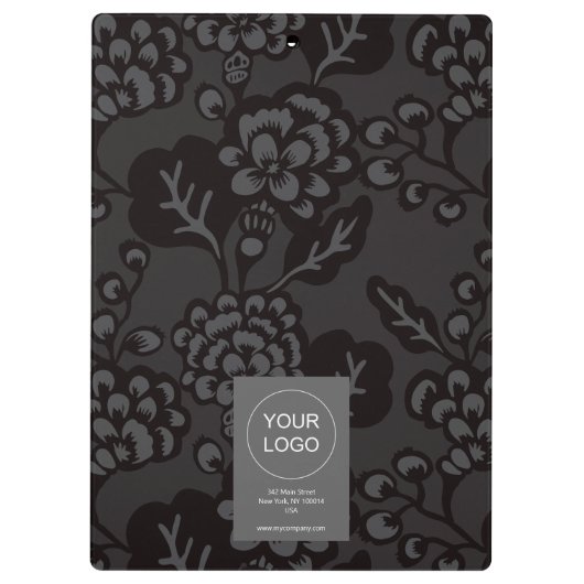Grau und Schwarz Vibranu und feines Blumenmuster Klemmbrett (Rückseite)