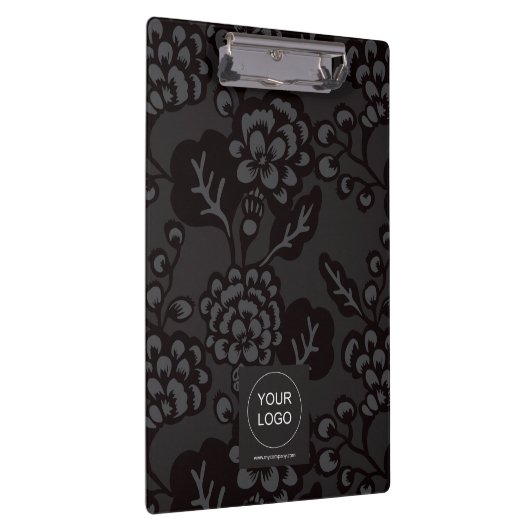 Grau und Schwarz Vibranu und feines Blumenmuster Klemmbrett (Rechts)