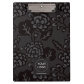 Grau und Schwarz Vibranu und feines Blumenmuster Klemmbrett (Vorderseite)