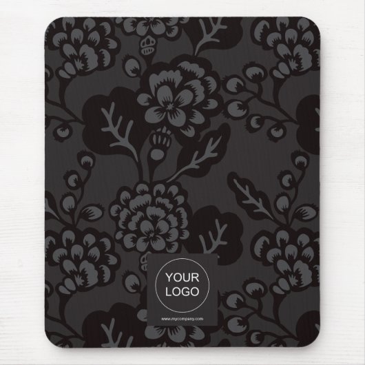 Grau und Schwarz Vibranu und feines Blumenmuster Mousepad (Vorne)
