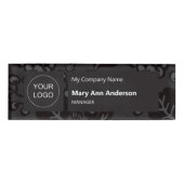 Grau und Schwarz Vibranu und feines Blumenmuster Namenschild (Vorderseite)