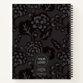 Grau und Schwarz Vibranu und feines Blumenmuster Notizblock (Rückseite)