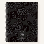 Grau und Schwarz Vibranu und feines Blumenmuster Notizblock (Vorderseite)