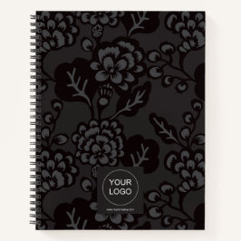 Grau und Schwarz Vibranu und feines Blumenmuster Notizblock