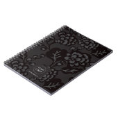 Grau und Schwarz Vibranu und feines Blumenmuster Notizblock (Linke Seite)