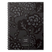 Grau und Schwarz Vibranu und feines Blumenmuster Notizblock (Vorderseite)