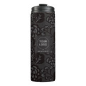 Grau und Schwarz Vibranu und feines Blumenmuster Thermosbecher (Vorderseite)