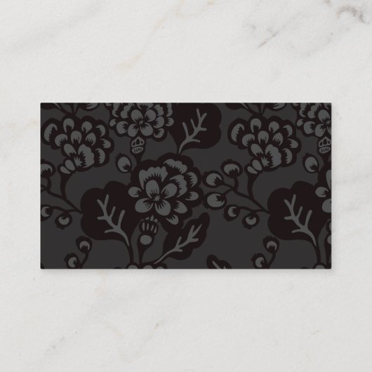 Grau und Schwarz Vibranu und feines Blumenmuster Visitenkarte (Rückseite)