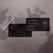 Grau und Schwarz Vibranu und feines Blumenmuster Visitenkarte
