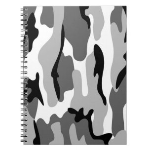 Grau und schwarzes Tarnmuster-Spiralnotizbuch Notizblock