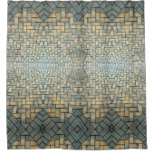 Grau und Senf Brick Mosaic Duschvorhang (Vorderseite)