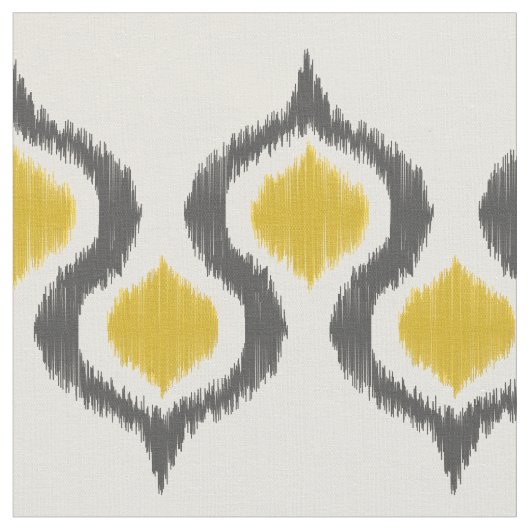 Grau und Senf Ikat Stammes- Muster Stoff (Nahaufnahme)