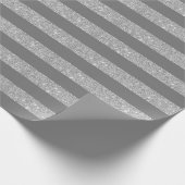 Grau- und Silberstreifen-Glitzer-Schleifpapier Geschenkpapier (Ecke)