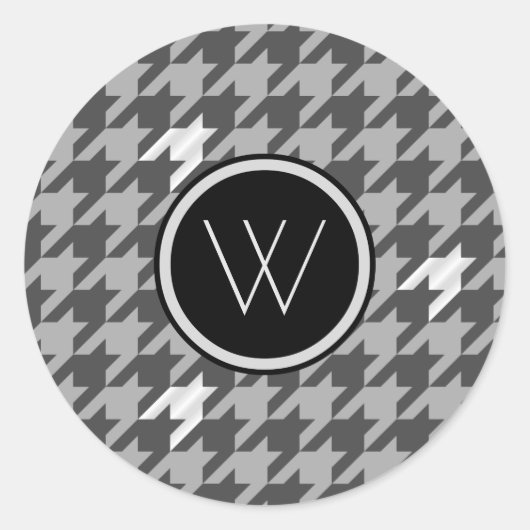 Grau und Silver Accent Hahnentrittmuster Sticker (Vorderseite)