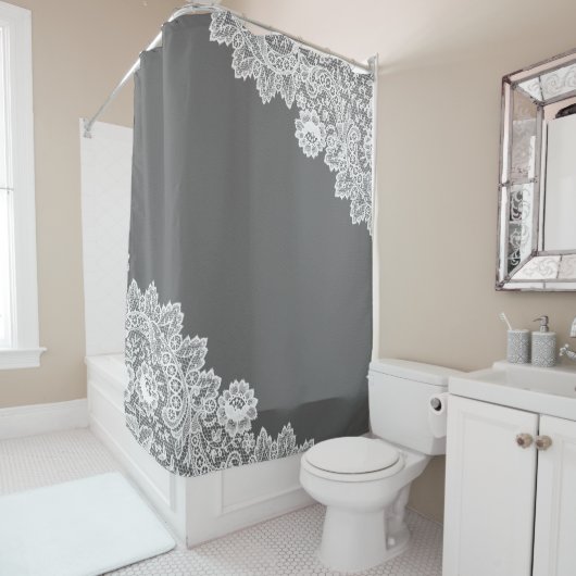 Grau und Spitze Duschvorhang (Beispiel)
