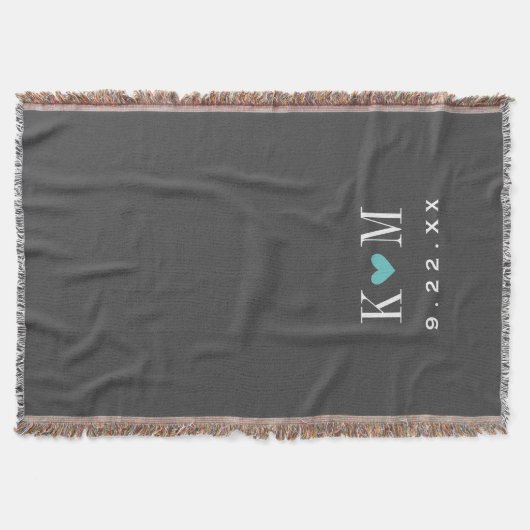 Grau und Türkis Moderne Hochzeitsmonographie Decke (Vorderseite)