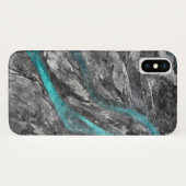 Grau und Türkis Wasserfarbe Case-Mate iPhone Hülle (Rückseite (Horizontal))