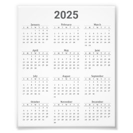 Grau und Weiß 2025 Jahr auf einen Blick Fotodruck