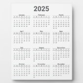 Grau und Weiß 2025 Jahr auf einen Blick Fotoplatte (Vorderseite)