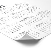 Grau und Weiß 2025 Jahr auf einen Blick Poster (Ecke)