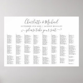 Grau und weiß 300 Namen Hochzeitskarte Poster