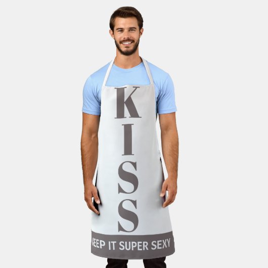 grau und weiß Behalt It Super Sexy KISS Schürze (Getragen)