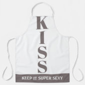grau und weiß Behalt It Super Sexy KISS Schürze (Vorderseite)