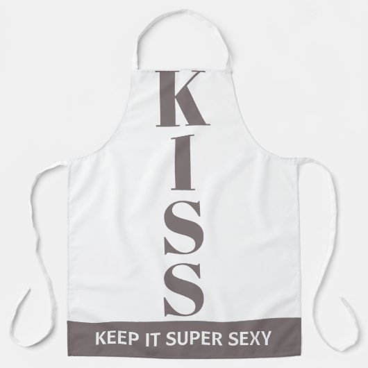 grau und weiß Behalt It Super Sexy KISS Schürze (Vorderseite)