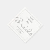 Grau und Weiß Brautparty Hier kommt die Braut Serviette (Ecke)