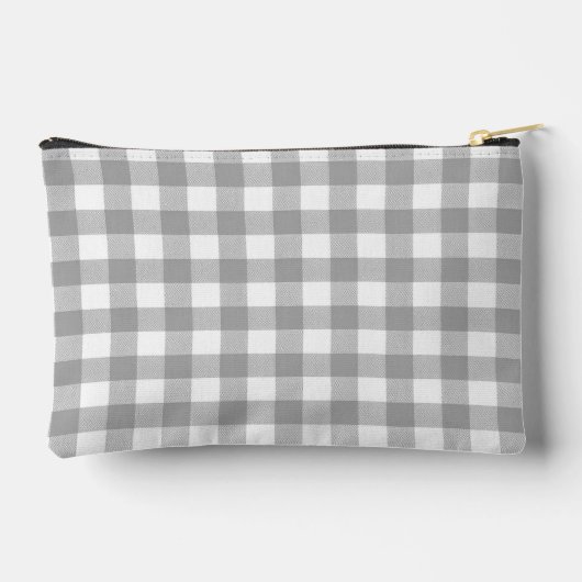 Grau und Weiß Gingham Zubehörtasche (Rückseite)