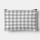 Grau und Weiß Gingham Zubehörtasche (Vorderseite)