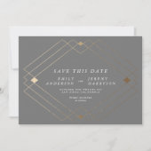 Grau und Weiß | Gold Deko Lines Save the Date Ankündigung (Vorderseite)
