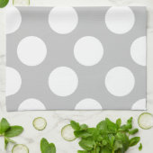Grau und Weiß große Polka Dot Küchentuch (Gefaltet)