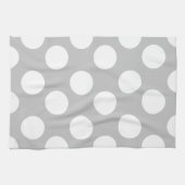 Grau und Weiß große Polka Dot Küchentuch (Horizontal)
