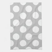 Grau und Weiß große Polka Dot Küchentuch (Vertikal)