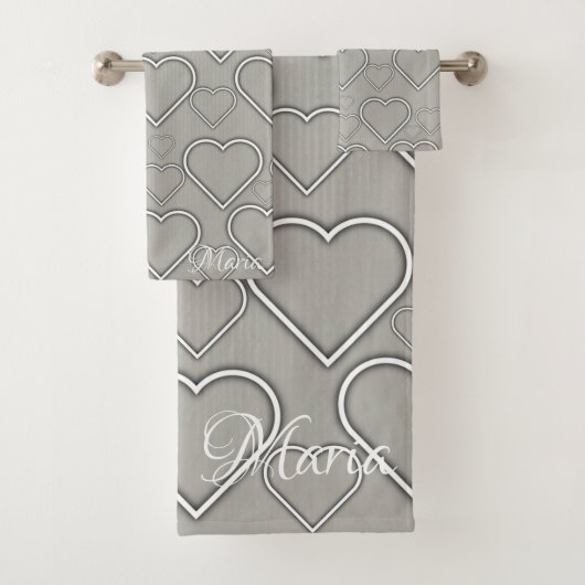 Grau und Weiß Herz Badezimmer Handtuchhalter Sets (Insitu)