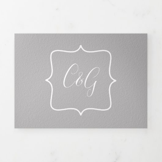 Grau und Weiß in einer Hochzeit Dreifach Gefaltete Einladung (Cover)