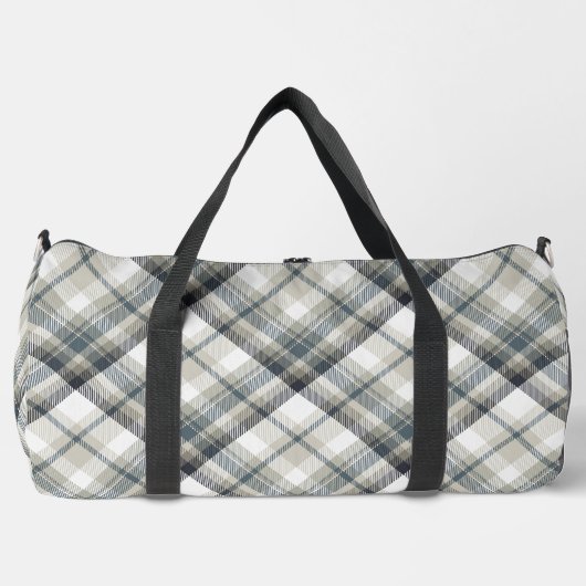 Grau und Weiß Kariert Duffle Bag (Vorderseite)