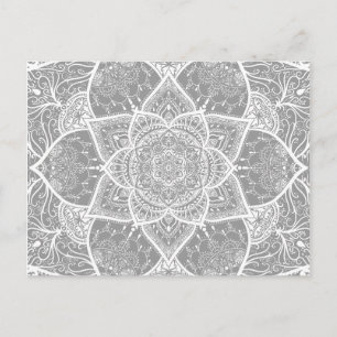 Grau und Weiß Mandala - Loergano Postkarte
