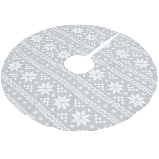 Grau und Weiß Messe Isle Pattern Polyester Weihnachtsbaumdecke (Schrägansicht)