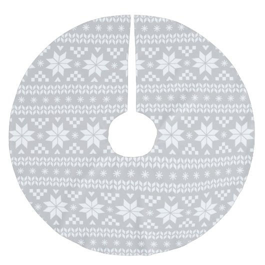 Grau und Weiß Messe Isle Pattern Polyester Weihnachtsbaumdecke (Vorderseite)