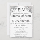 Grau und Weiß Moderne Kunst, Dichtung und Musik Einladung (Vorderseite)