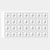 Grau und Weiß | Name und Monogramm wasserdicht Etiketten (Blatt)