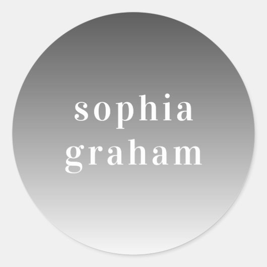 Grau und Weiß Ombre Runder Aufkleber (Vorderseite)