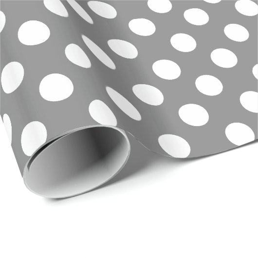 Grau und Weiß Polka Dot Wrapping Paper Geschenkpapier (Rolleneckpunkt)