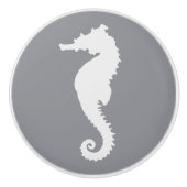 Grau und Weiß Seepferd Küste Nautical Beach Keramikknauf (Vorderseite)